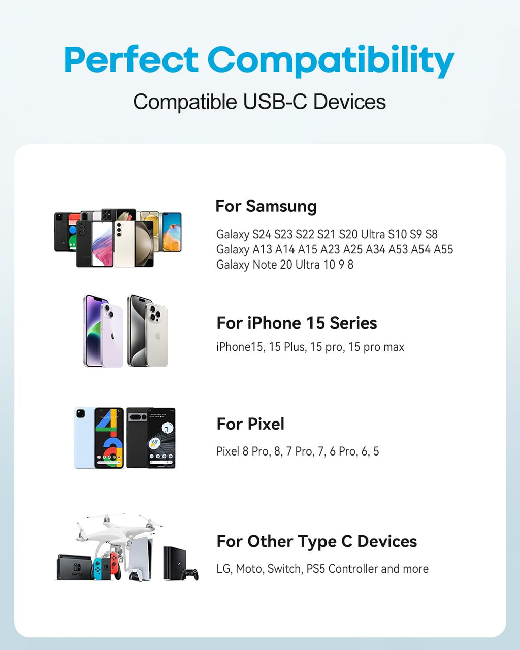 Extra Long USB C Charging Cable, 6M USB A to USB C Cable Fast Charge