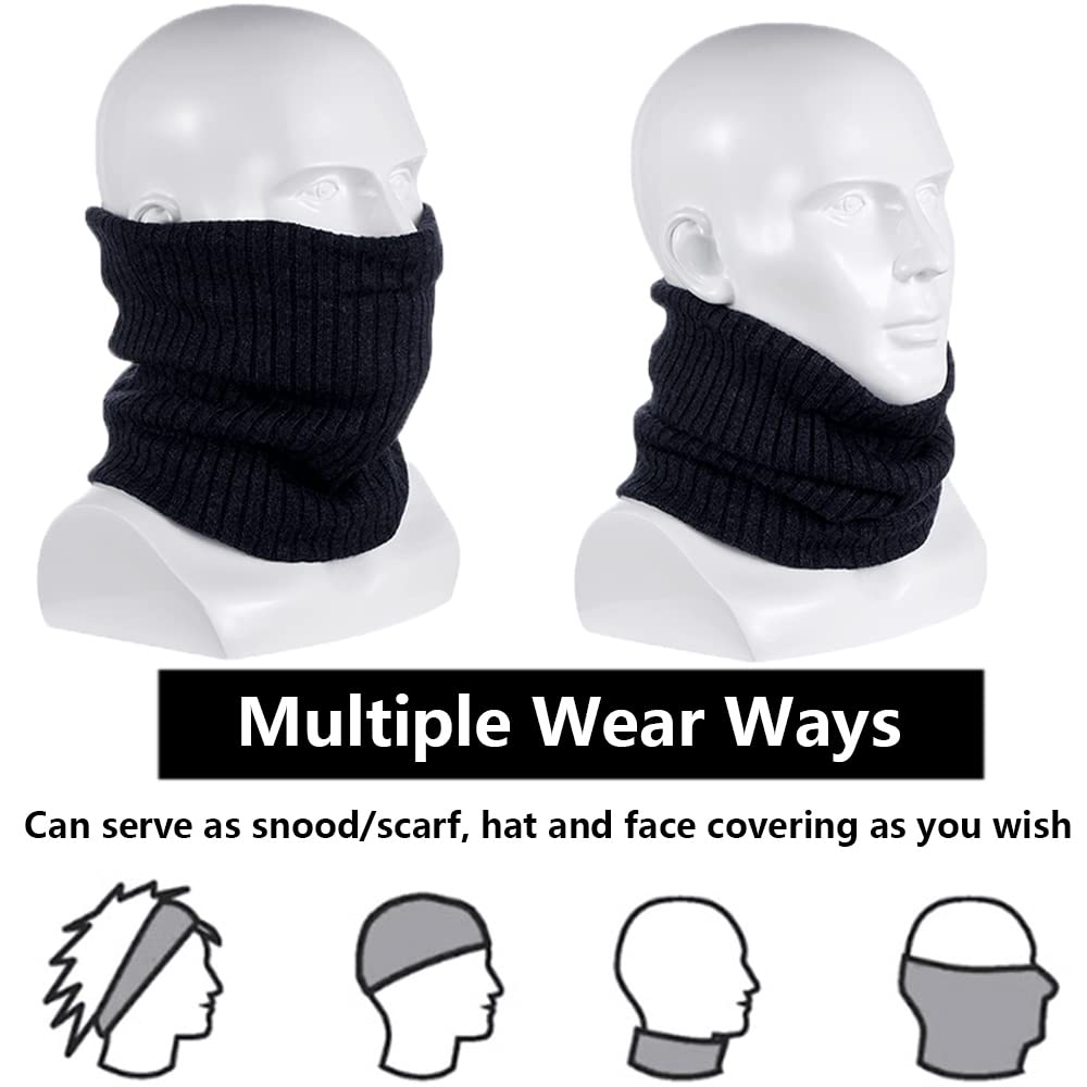ehsbuy Fleece Neck Warmer Thermal Snoods Unisex Thick Winter Cold Weather Knitted Circle Scarf for Cycling Motocycle Sports