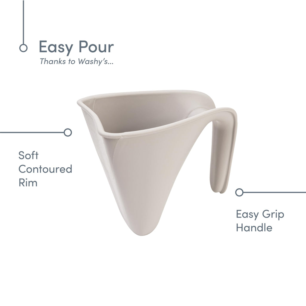 Shnuggle Baby Bath Rinse Cup, Soft Rim Shampoo Rinser and Hair Wash Jug, No Tears Design for Newborn and Toddler Bath Time, Easy Grip Handle, Gentle Washing Accessory, Suitable from Birth. Taupe.