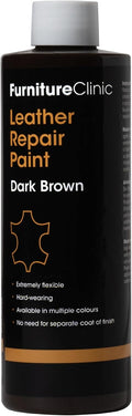 Furniture Clinic Leather Repair Paint & Dye | Self Seal Colourant for Quick and Easy Leather Repair | Suitable for Sofas, Car Seat, Shoes, Handbag, and More - Dark Brown, 250ml
