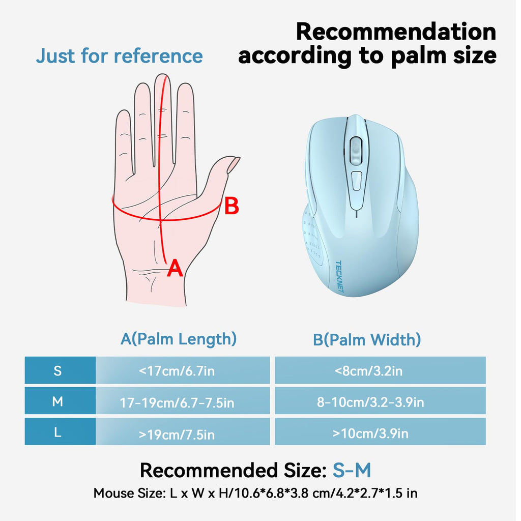 TECKNET Bluetooth Mouse, Wireless Mouse Rechargeable