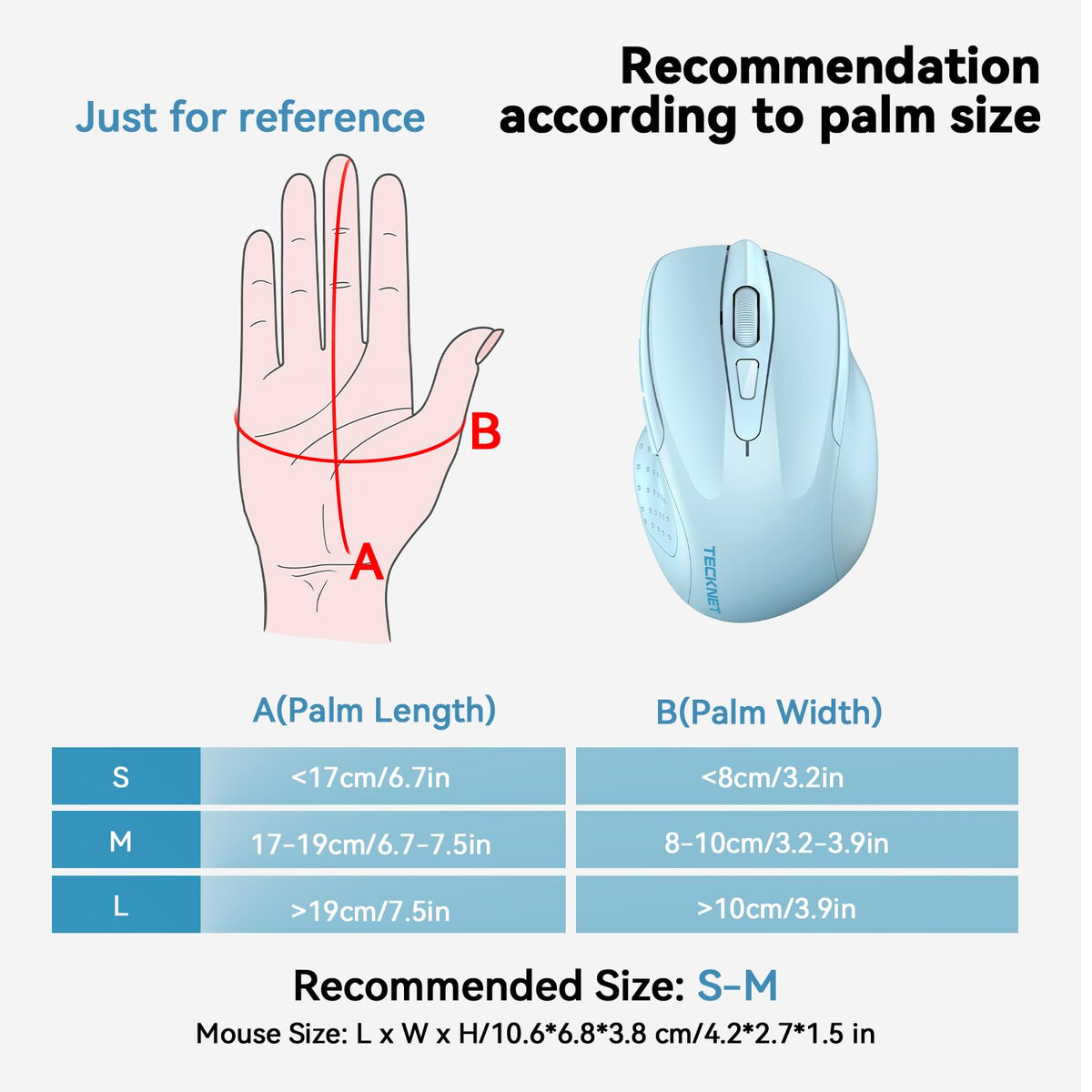 TECKNET Bluetooth Mouse, Wireless Mouse Rechargeable