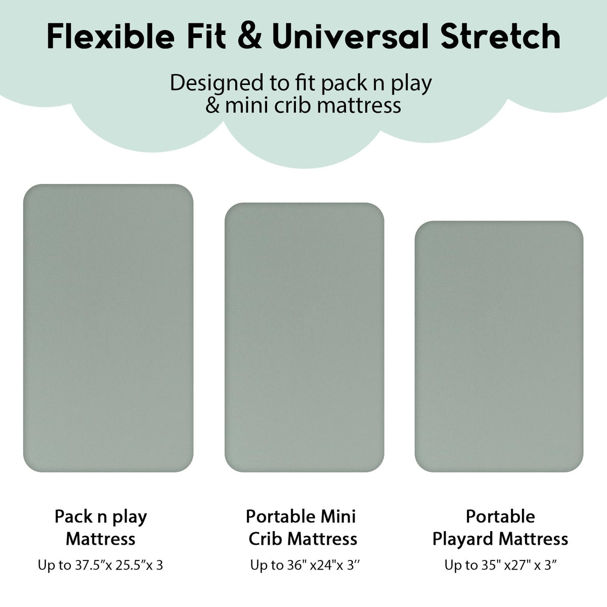 Yoofoss Travel Cot Fitted Sheets 65 x 95 cm, Compatible with Graco, Red Kite, Joie, Deryan Cots, Cozy Breathable Stretchy Microfiber Mattress Sheet, 2 Pack, Green Giraffes