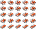Wago 2 Port (10) 3 Port (10) 5 Port (5) 221 Splicing Connector, Lever-Nut Assortment Pocket Pack for All Wire 12-24 AWG, ‎Pack of 25, Transparent
