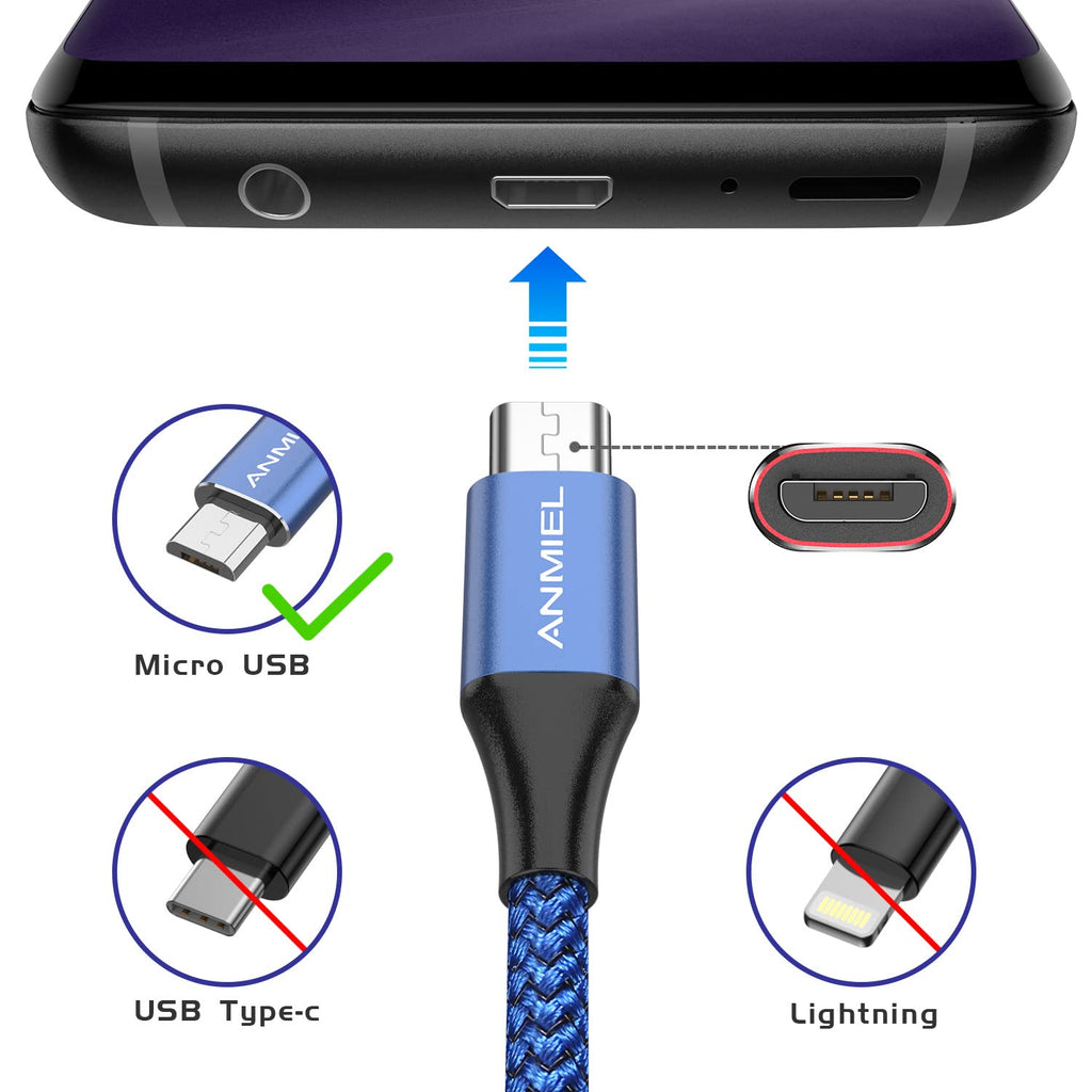 Long Micro USB Cable 10ft Android Charger Cable Durable Fast Phone Charger Cord Android Charging Cable for Samsung Galaxy S7 S6 S7 Edge S5 S2 J7 J7V J5 Note 5 4 LG G4 HTC PS4 Camera MP3(blue)