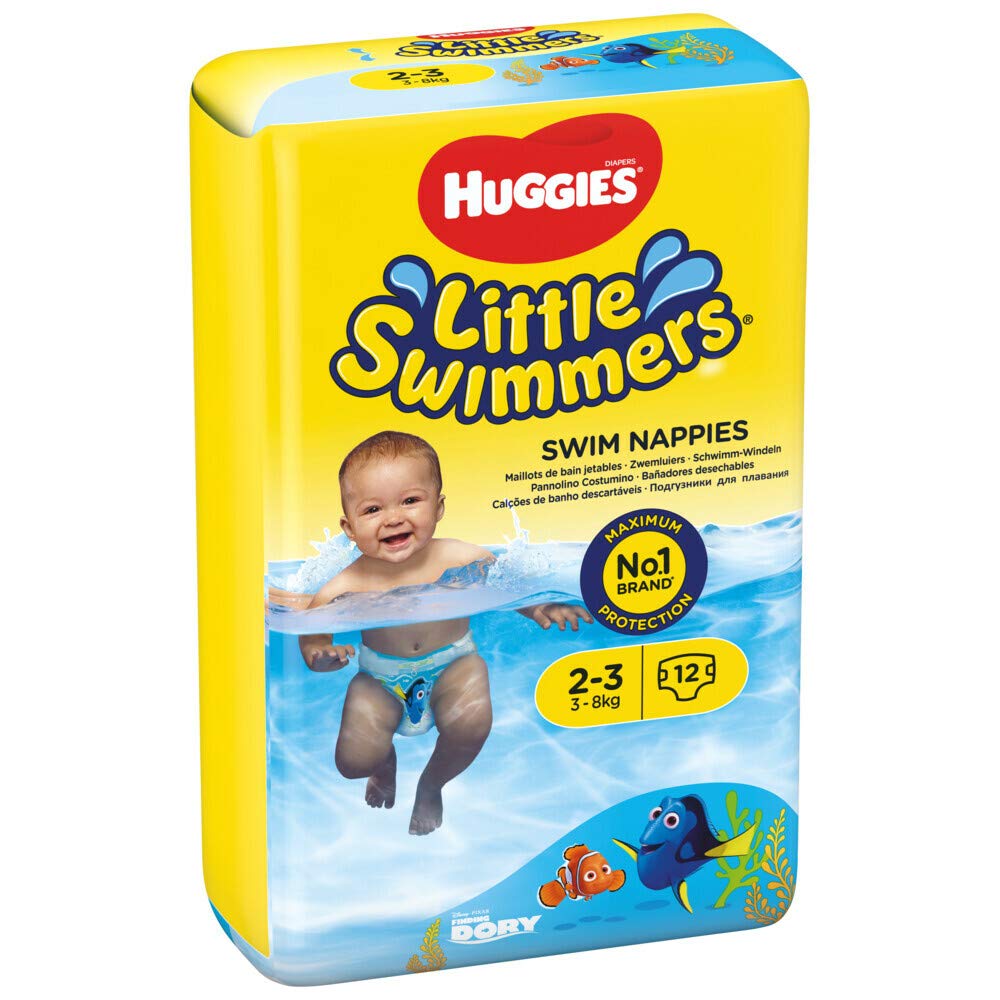 Huggies Little Swimmers, Swim Nappies - Size 3-4, 36 Baby Swim Pants - Leak Guards and Stretchy Waistband Protect Without Swelling - Tear Sides for Easy Removal