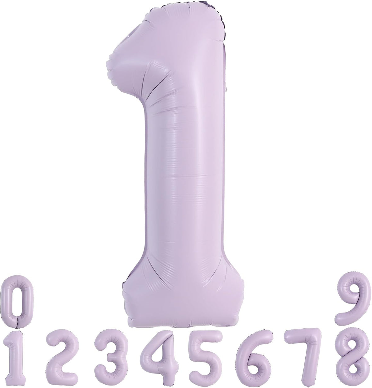 TONIFUL 40 Inch Pastel Purple Number 1 Balloon – Big Lilac Mylar Foil Number Balloons for Anniversary Girl's 1st Birthday, Lavender Gender Neutral Baby Shower, Butterfly Theme Party Decorations
