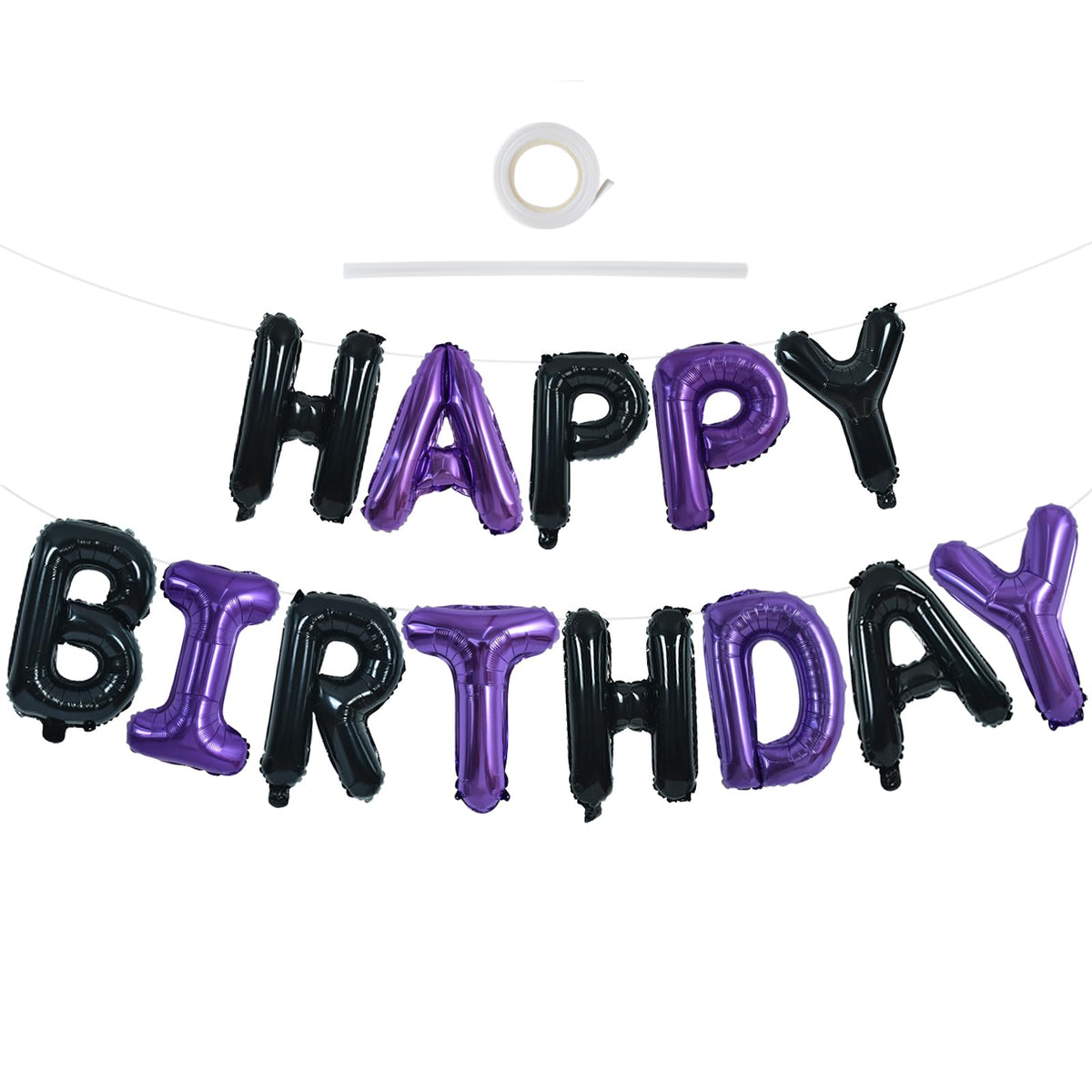 TONIFUL 16 Inch Black Happy Birthday Balloons Banner Decorations for Men