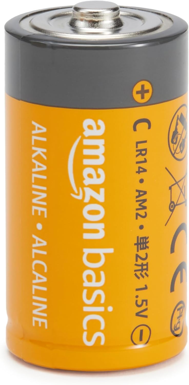 Amazon Basics 8-Pack C Cell Alkaline Batteries, 1.5 Volt, 5-Year Shelf Life
