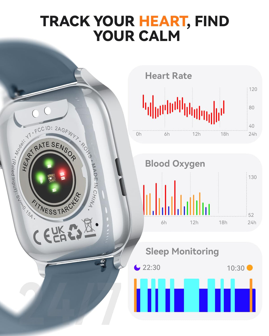 Smart Watch for Men Women- Answer/Make Call, 2024 IP68 Waterproof Fitness Tracker Watch with Sleep Step Counter Activity Smartwatch for Samsung Android iPhone iOS (Black-Blue, 1.83)