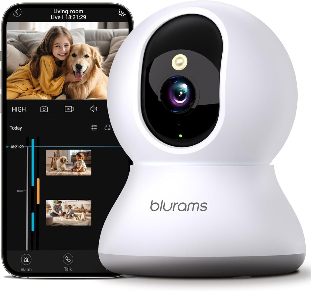 blurams Pet Camera 2K, Indoor Cameras, Dog Camera, 360° Home Security Cameras, Color Night Vision, Motion Tracking, 2-Way Talk, Cloud&SD, APP Control, Compatible with Alexa