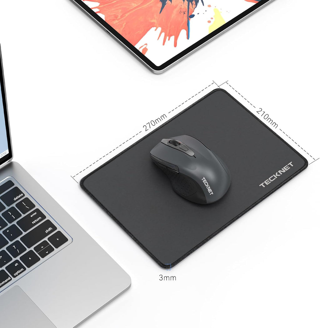 TECKNET Mouse Mat, 2 Packs with Stitched Edges, 270x210x3mm Mousepad