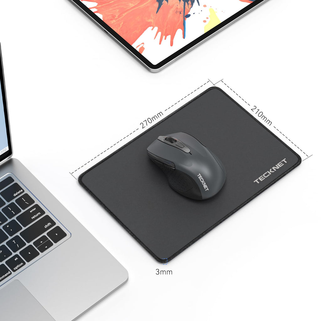 TECKNET Mouse Mat, 2 Packs with Stitched Edges, 270x210x3mm Mousepad
