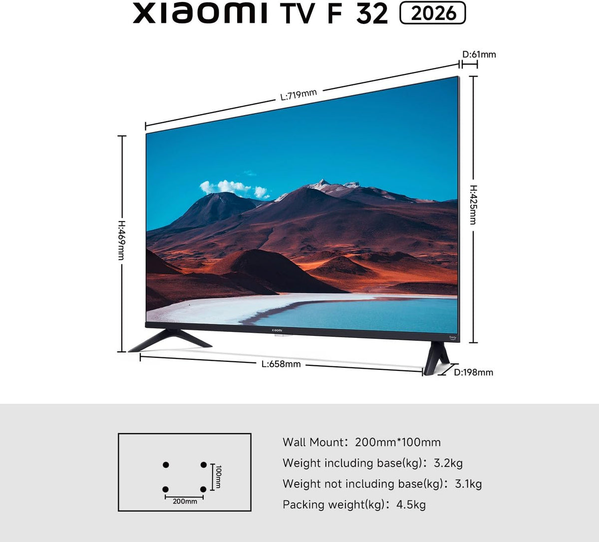 XIAOMI TV F 32, 32 Inch (81 cm) HD Smart TV, Fire TV, Dolby Audio