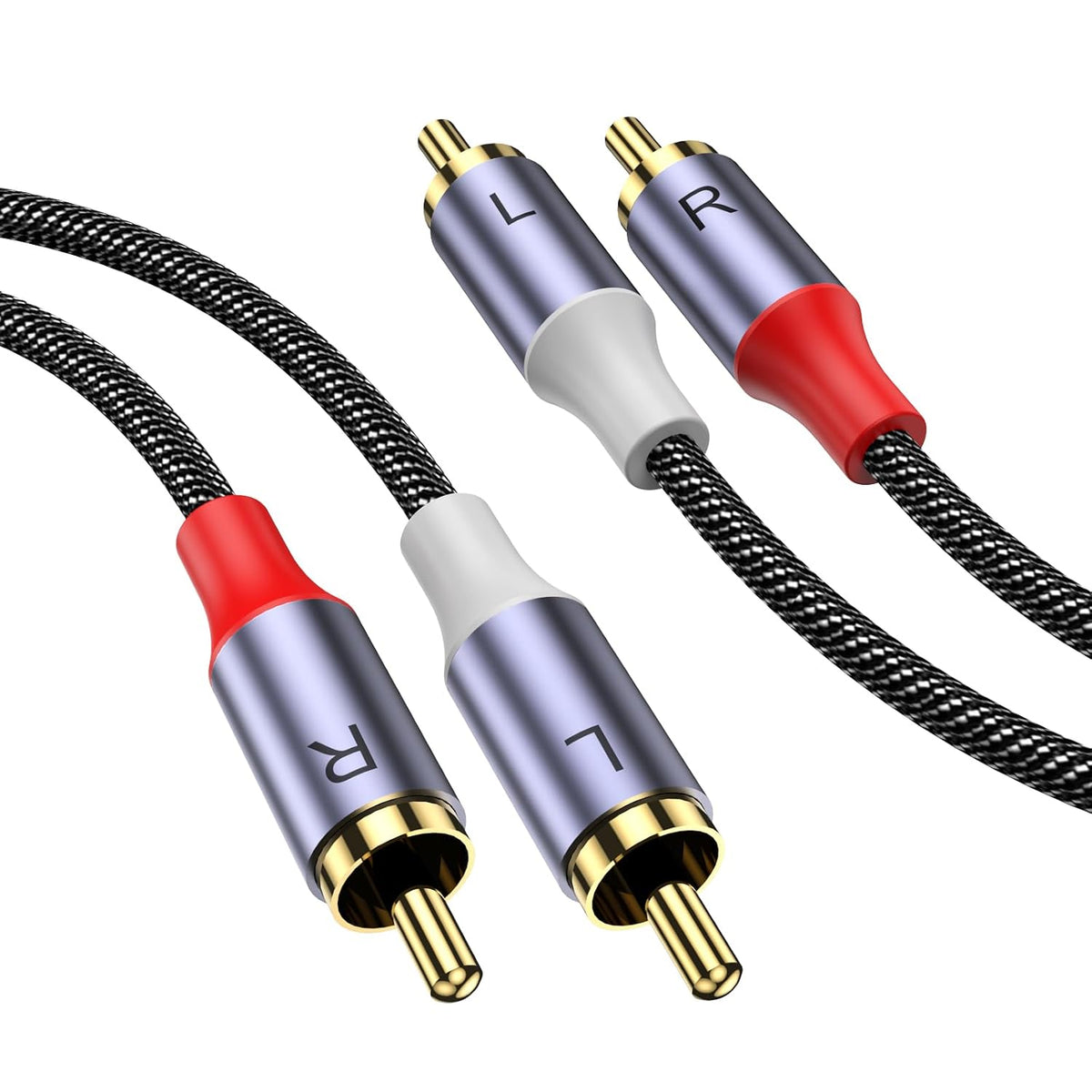 MOSWAG 2RCA Male to 2RCA Male Phono Cable 1m, 2 RCA Audio Cable Phono Lead