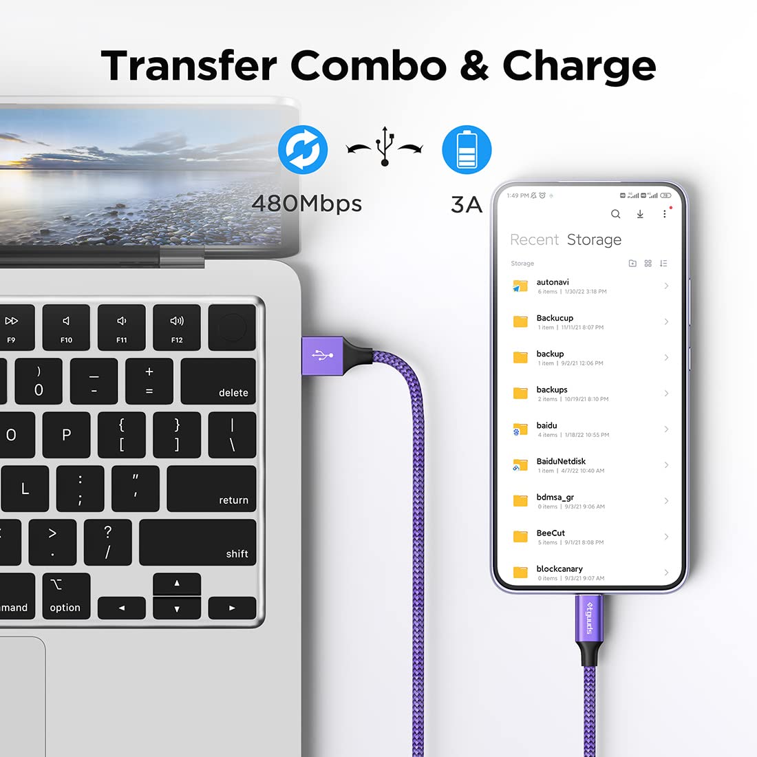 etguuds Extra Short USB C Cable 2Pack 0.15M, USB A to USB C Charger Cable