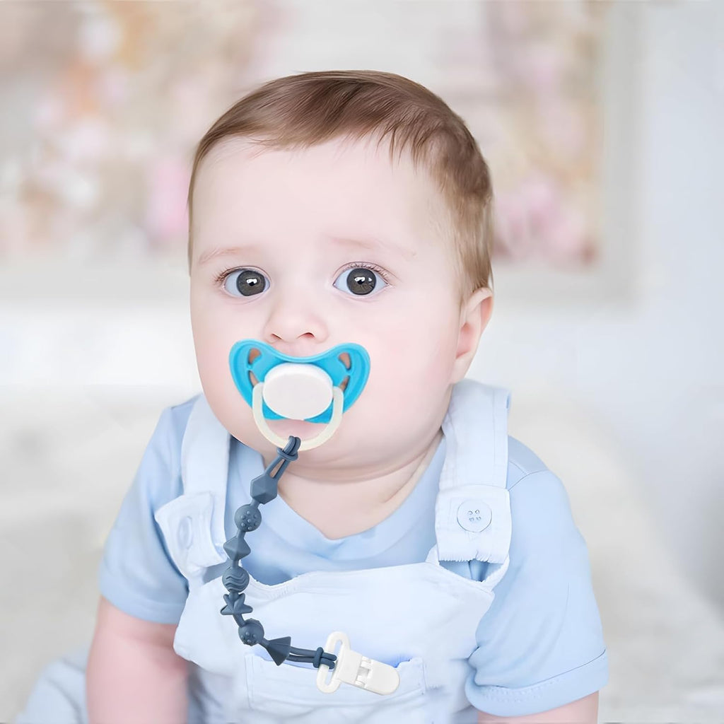 PandaEar 5 Pack Silicone Pacifier Clips, One Piece Design Baby Soother Clips Pacifier Holder for Teething Teethers