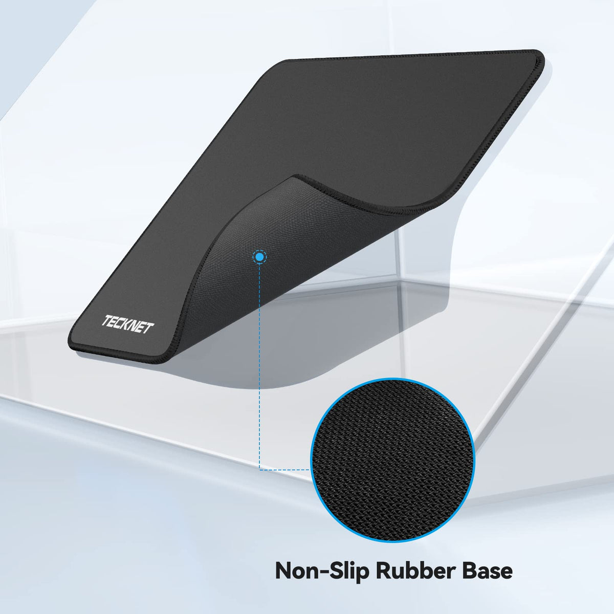 TECKNET Mouse Mat, 2 Packs with Stitched Edges, 270x210x3mm Mousepad