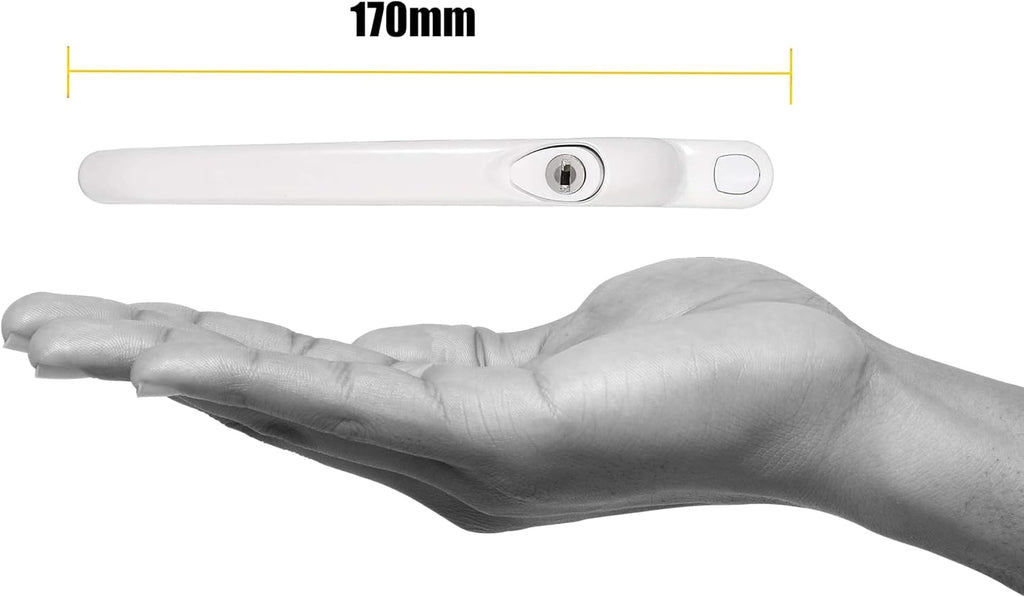 Home Secure™ Universal Locking uPVC Window Handle with Keys – Espag Window Handle Replacement, Reversible Left or Right, Multi-Spindle Fit, White