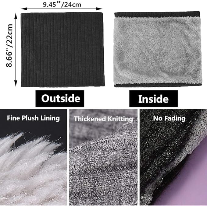 ehsbuy Fleece Neck Warmer Thermal Snoods Unisex Thick Winter Cold Weather Knitted Circle Scarf for Cycling Motocycle Sports