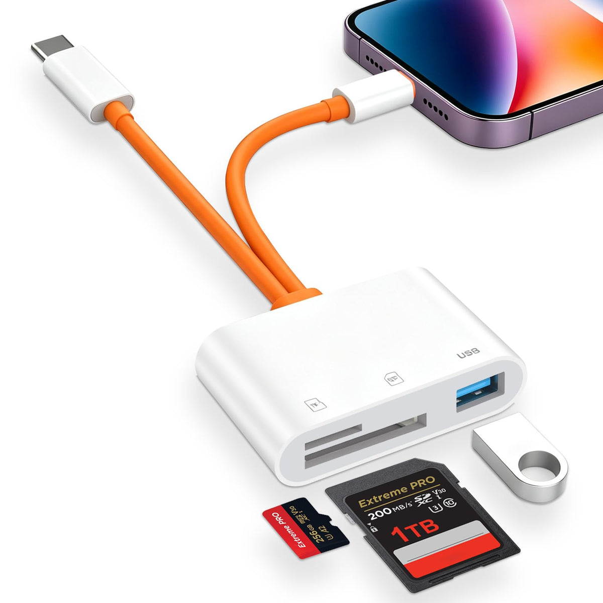 SD Card Reader for iPhone iPad, USB C SD Card Reader with Dual Slot for MicroSD/SD, Type C OTG Adapter, Camera Card Viewer Memory card reader, sd card Readers for iPhone/iPad/Android/Camera