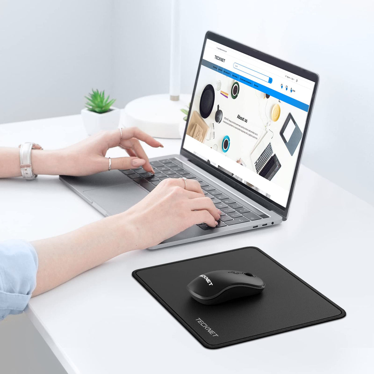 TECKNET Mouse Mat, 2 Packs with Stitched Edges, 270x210x3mm Mousepad