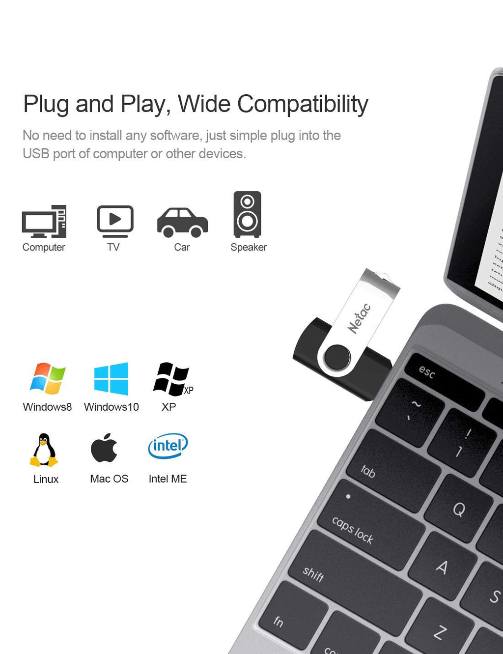 Netac 64GB USB 3.2 Flash Drive, High Speed Swivel Design Memory Stick,Up to 90/30 MB/s(R/W) Pen Drive, Thumb Drive for Data Storage, Zip Drive and jump Drive with LED Light