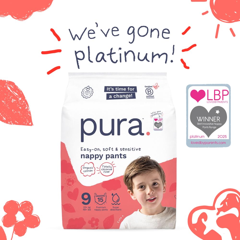 Pura Nappy Pants Size 5 (12–17kg) 20 Count Sensitive Skin