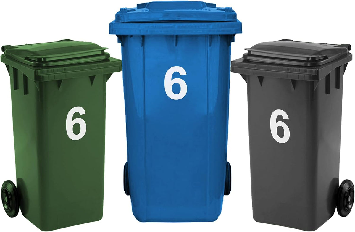 3 Pack Bin Numbers for Wheelie Bins 0-99/A-D | Large Number Stickers (6)