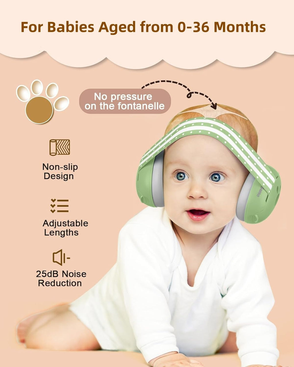 Baby Ear Defenders for 0‑36 Months, Noise Reduction Earmuffs