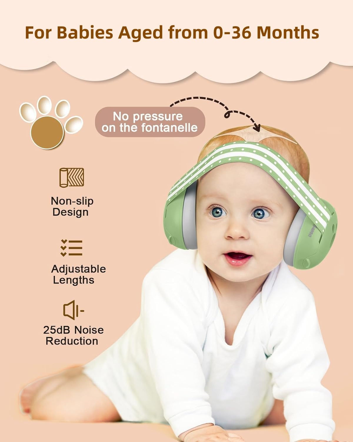 Baby Ear Defenders for 0‑36 Months, Noise Reduction Earmuffs