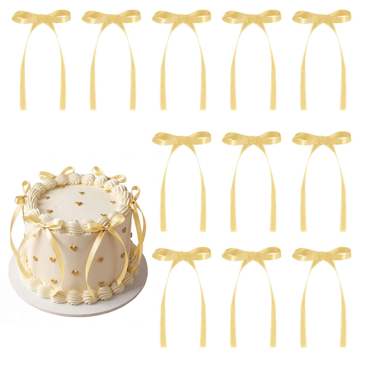 30 Pack Bow Cake Toppers Black Ribbon Bows for Cake Halloween Party Decor