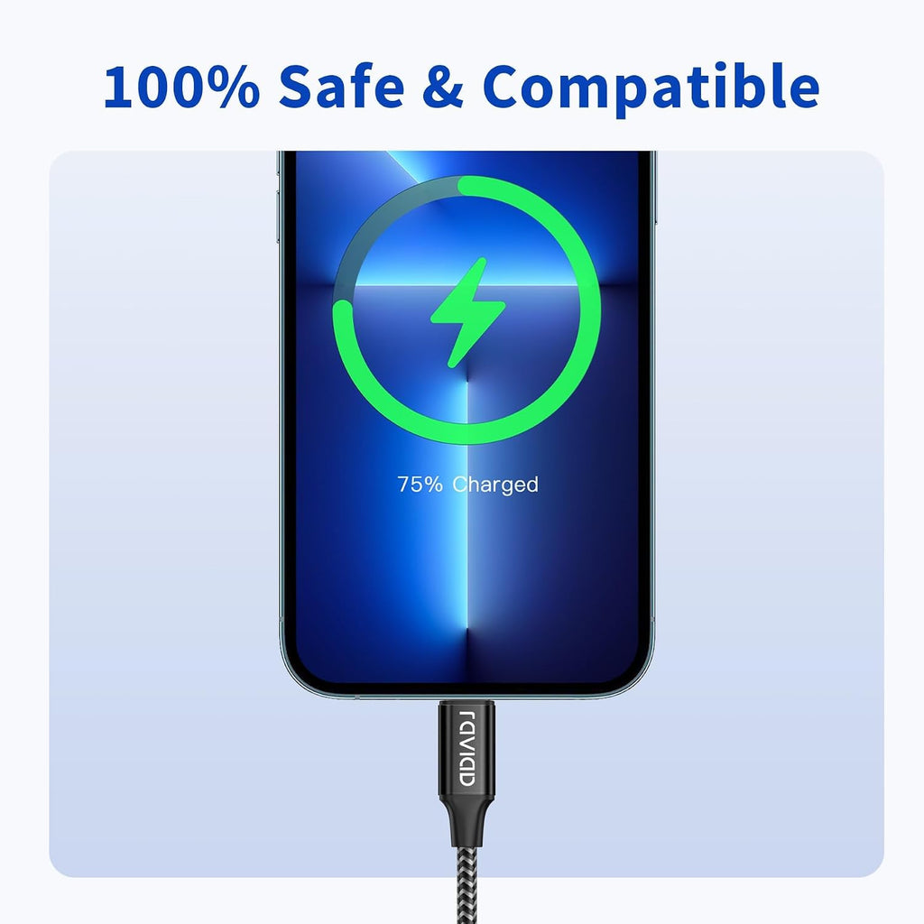 RAVIAD iPhone Cable Short [0.5FT/15CM, MFi Certified] iPhone Charger Cable