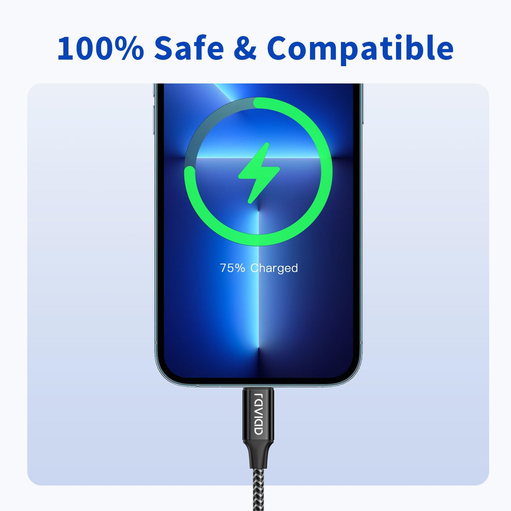 RAVIAD USB to Lightning Cable Short 30CM MFi Certified iPhone Charger Cable