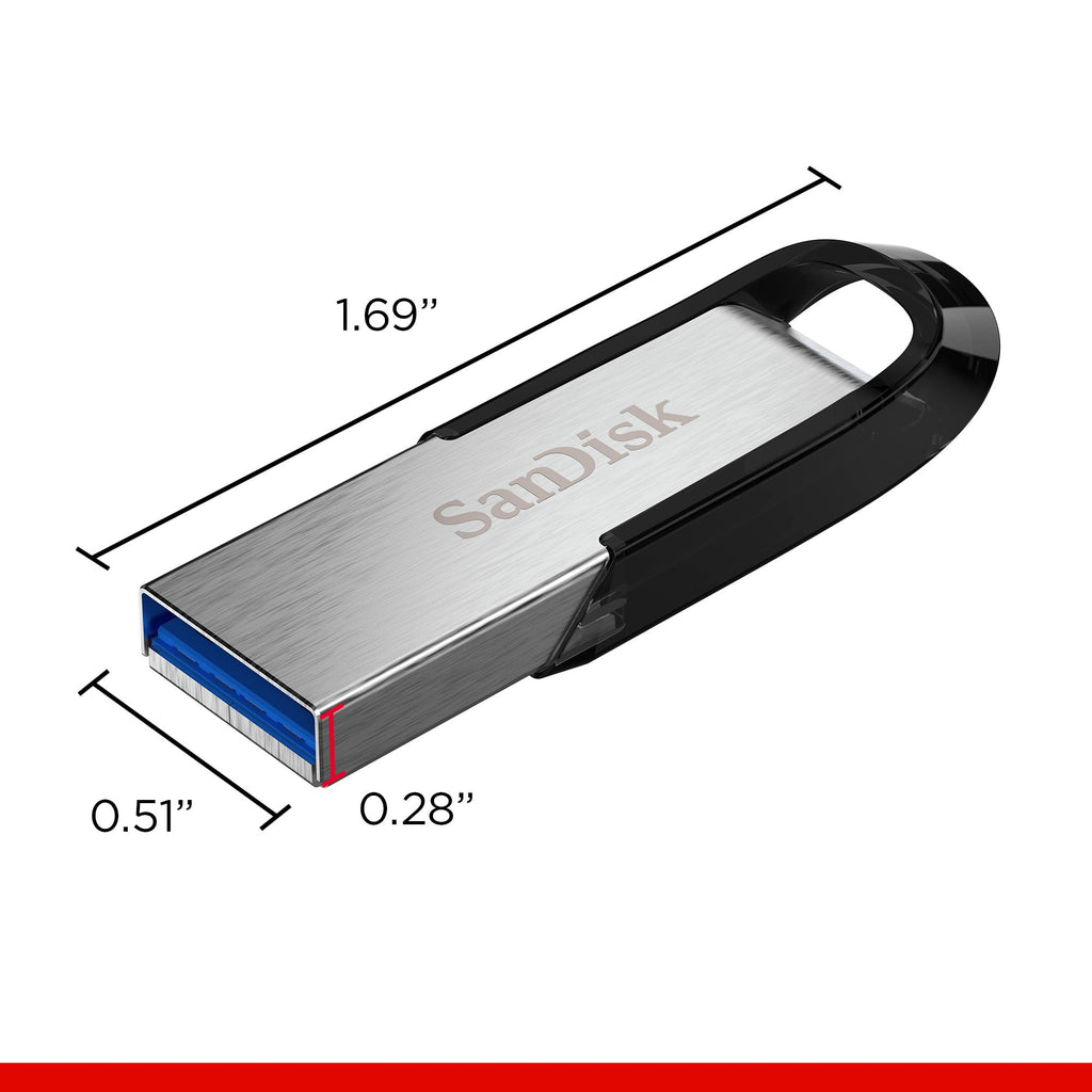 SanDisk 128GB Ultra Flair USB 3.0 Flash Drive USB stick, Memory stick with transfer speeds up to 150 MB/s, Password protection, Durable, Sleek Metal Casing Silver/Black