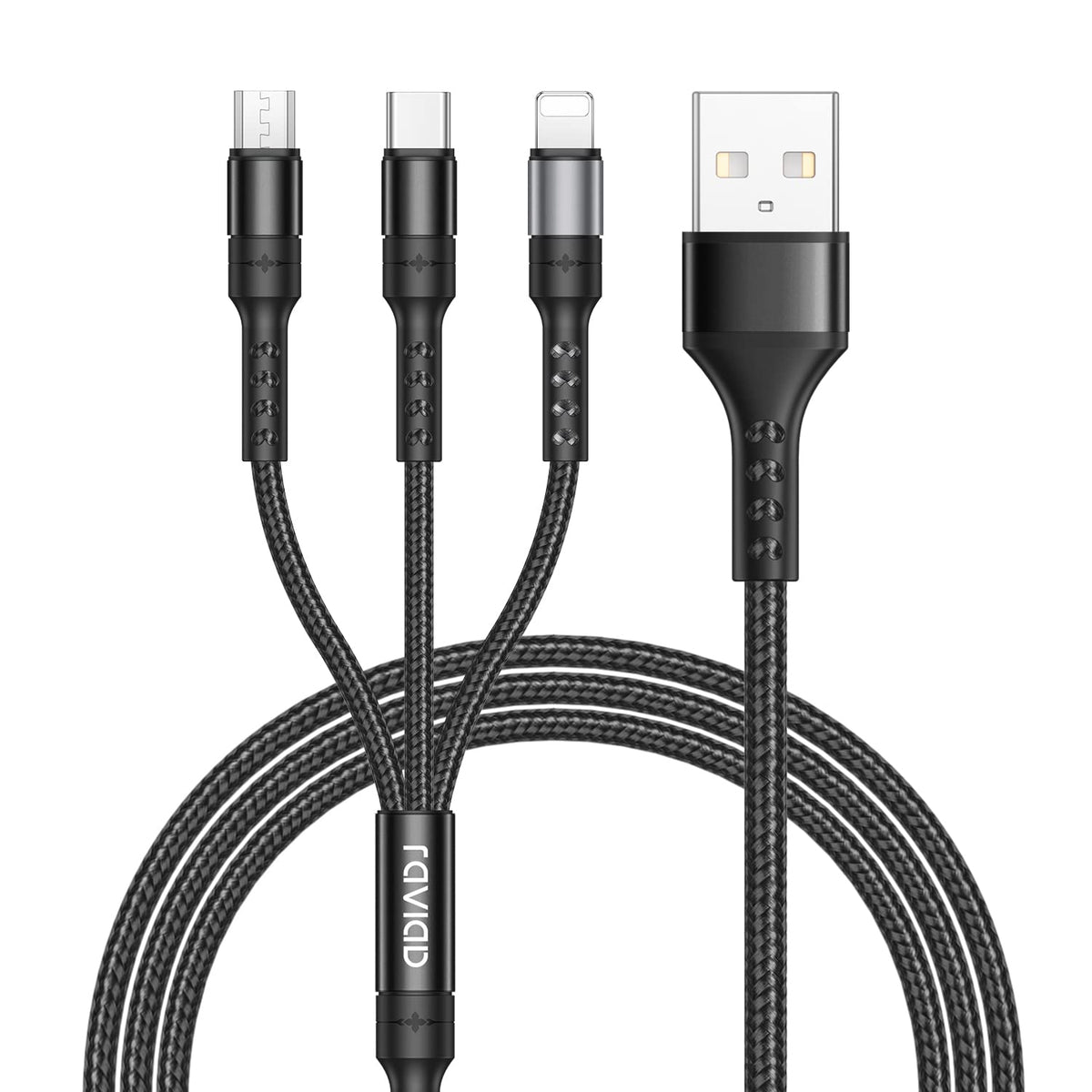 RAVIAD Multi Charger Cable, 3 in 1 Charger Cable 3A USB Fast Charging Cord