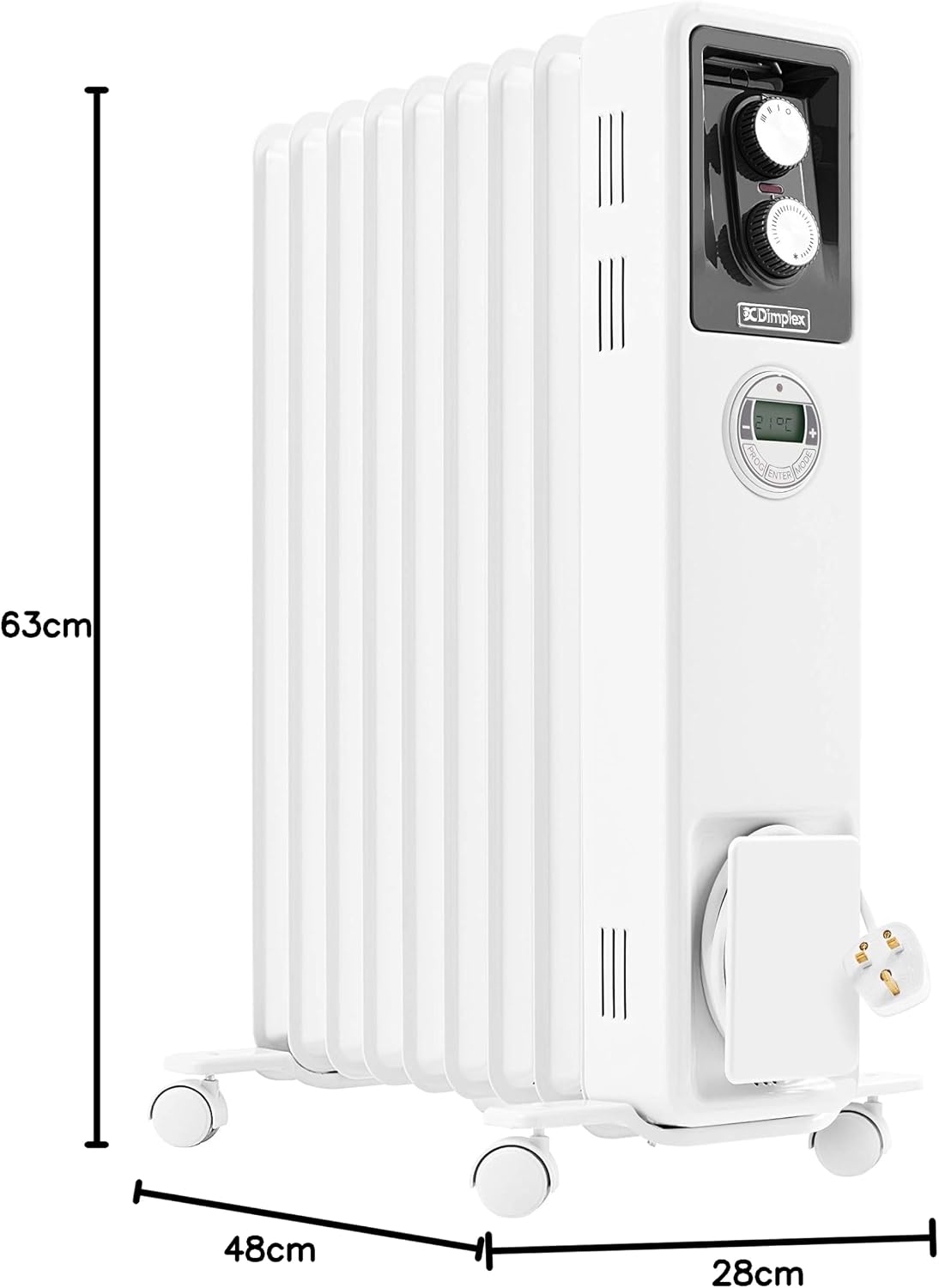 Dimplex ECR20TIE Oil Free Portable Radiator, 2kW Electric Heater, Timer