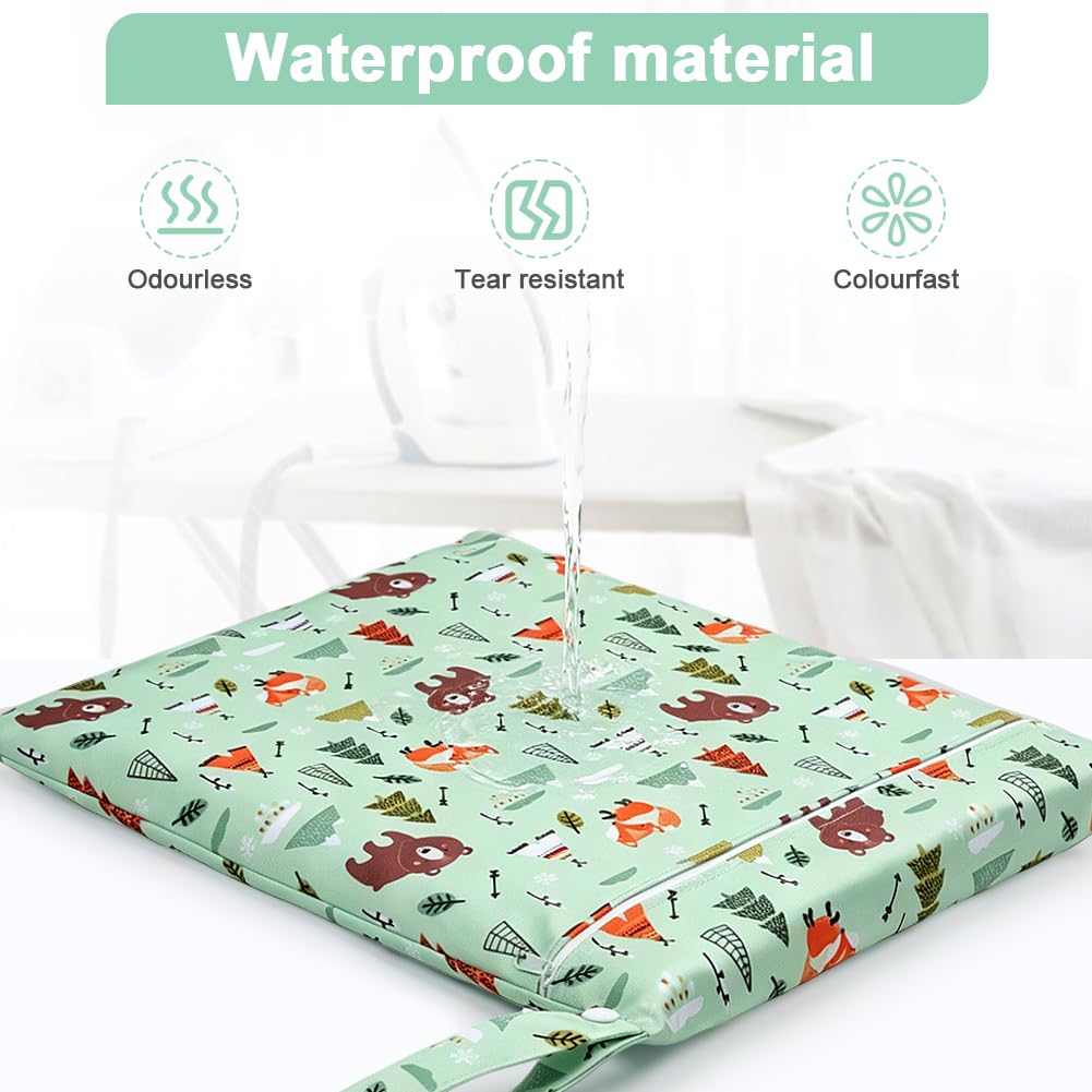 3PCS Wet Bags for Baby Items, Wet Swimsuits, Beach, Camping(Black)