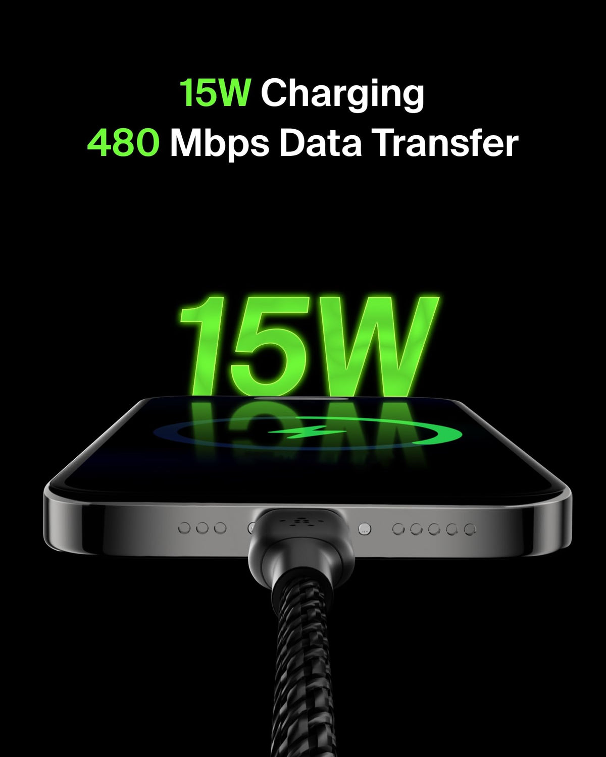 Belkin BoostCharge Braided USB C charger cable, USB-C to USB-A cable, USB type C charging cable for iPhone 16, 15, Samsung Galaxy S24, S23, Pixel, iPad, MacBook, Nintendo Switch and more - 2m, White