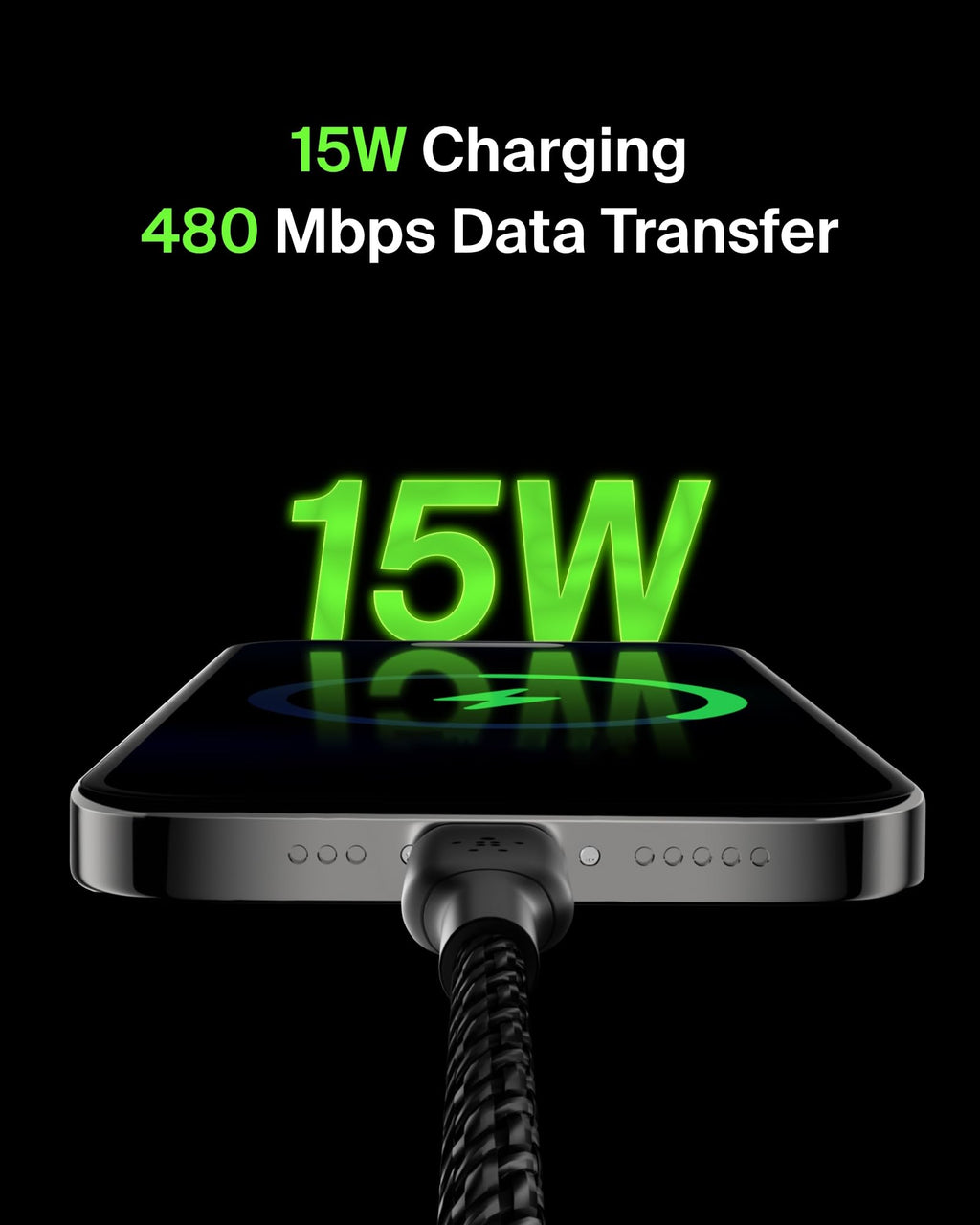 Belkin BoostCharge Braided USB C charger cable, USB-C to USB-A cable, USB type C charging cable for iPhone 16, 15, Samsung Galaxy S24, S23, Pixel, iPad, MacBook, Nintendo Switch and more - 2m, White