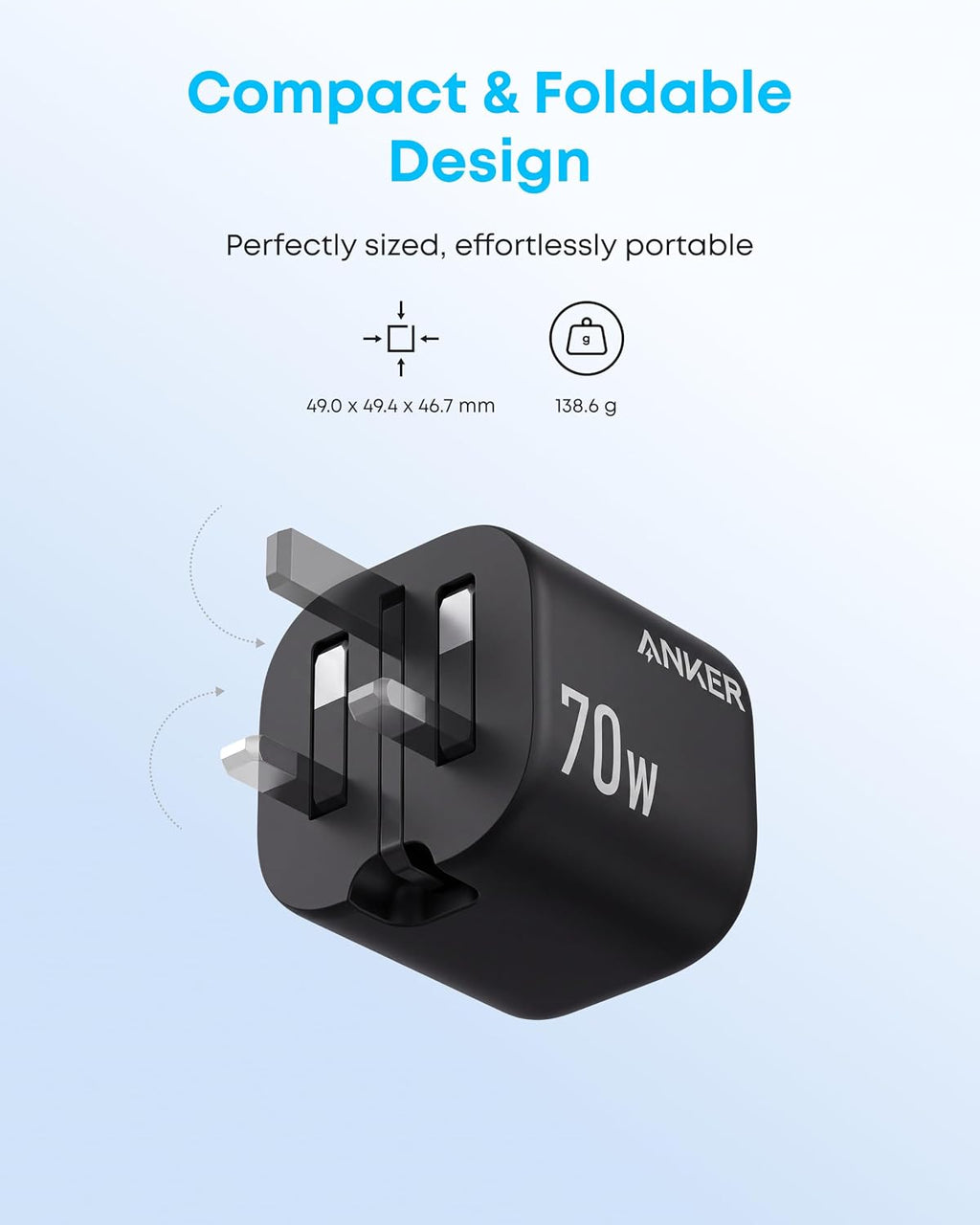Anker Zolo 70W Fast usb c Charger, 4-Port Foldable Laptop Adapter Plug