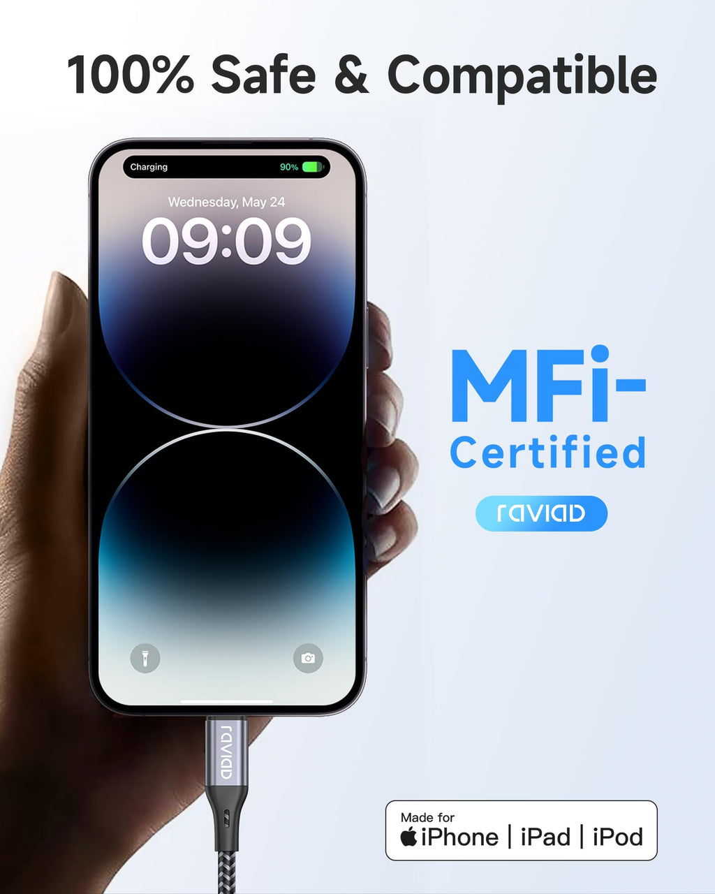 RAVIAD Long iPhone Charger Cable 3M 2Pack MFi Certified Lightning Cable