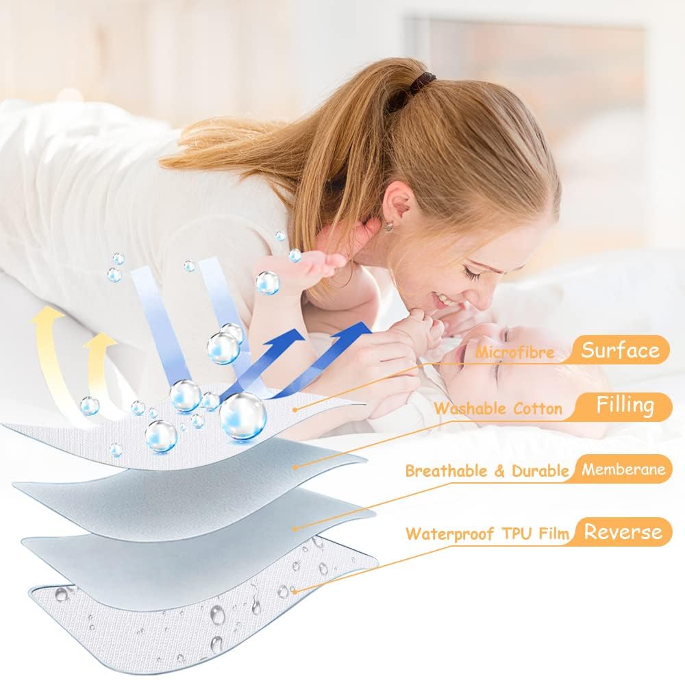 Yoofoss Waterproof Cot Bed Mattress Protector 120 x 60 cm Breathable Toddler Bed Mattress Protector Comfortable Noiseless White