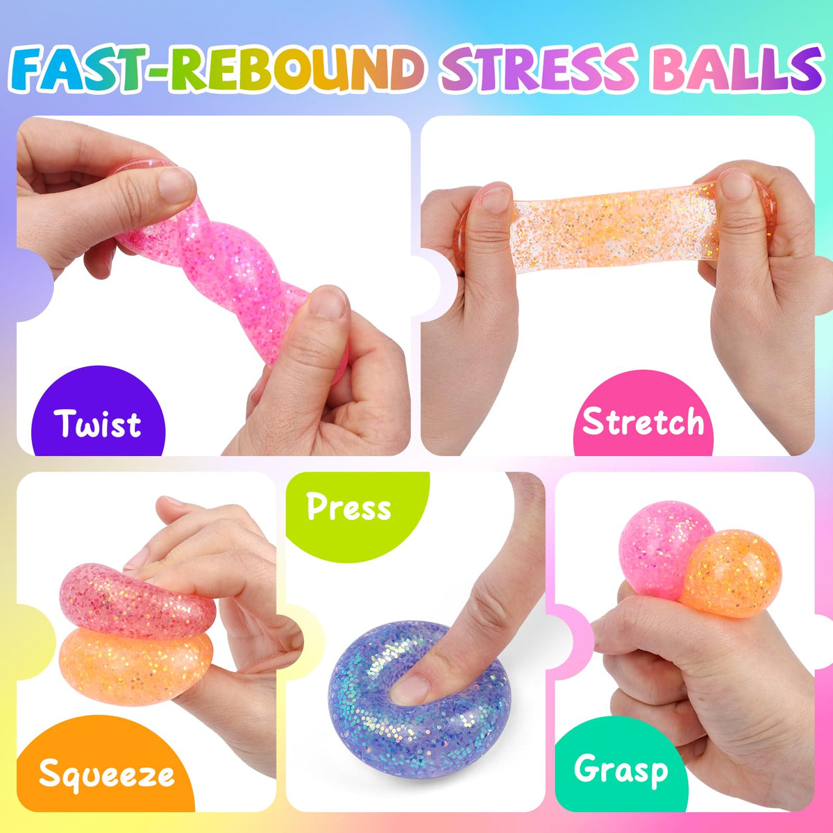 8 Pack Stress Cube ,Slow Rising Stress Balls for Adults