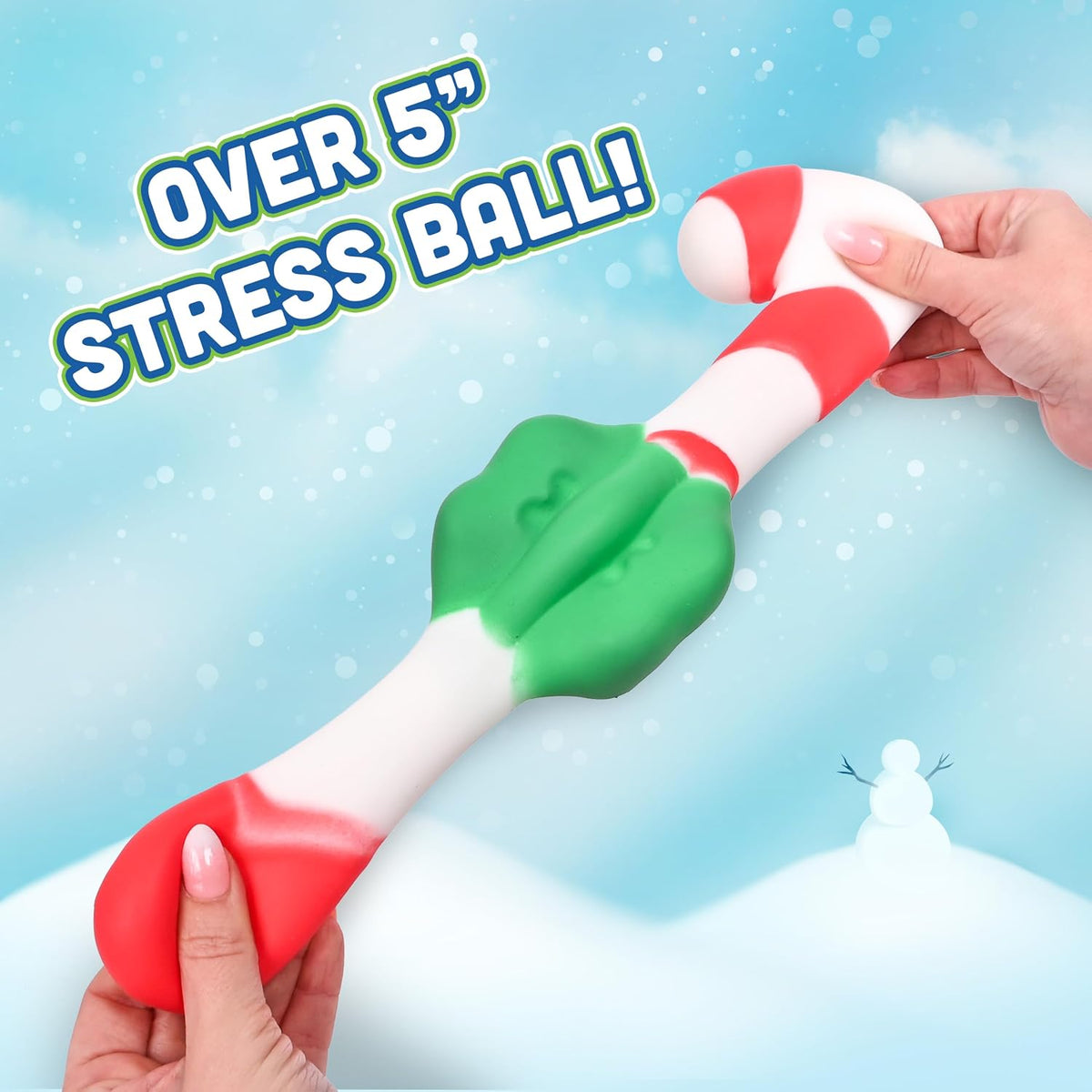 Toymendous Candy Cane Squish, Christmas Sensory Fidget Toy for Kids Ages 3+, Soft Squeezable Candy Cane Stress Relief Toy, Holiday Stocking Stuffer