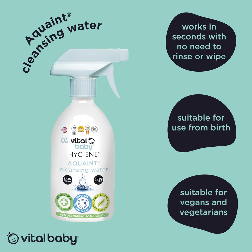 Vital Baby Aquaint Cleansing Water 50ml | Hypoallergenic, Antibacterial