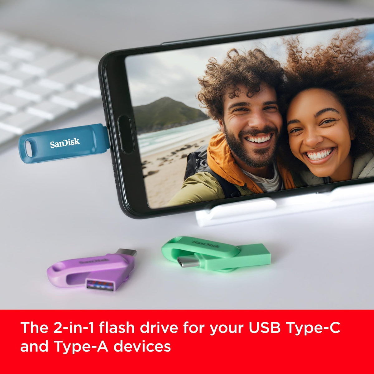 SANDISK Ultra Dual Drive Luxe 256GB, USB-C+USB-A, Up to 150MB/s Read Speeds