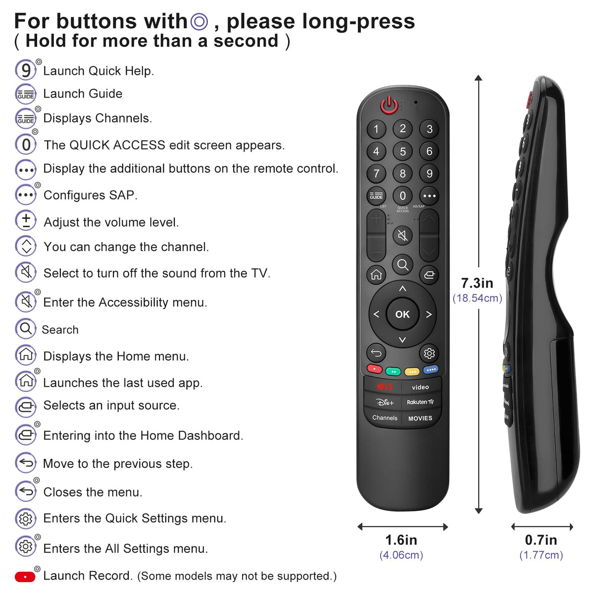 Universal Replacement for LG Smart TV Remote