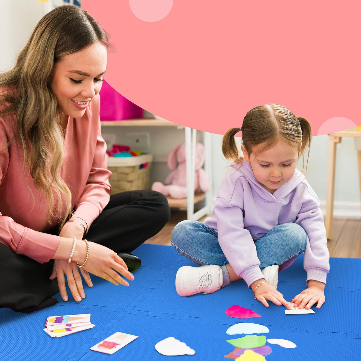 kidoola Foam Baby Play Mat (29x29cm) – Thick & Soft EVA Foam Interlocking Floor Tile Matting for Children – Large Multi Colour, Safe & Comfortable 7mm Thick Play Flooring (27pc)