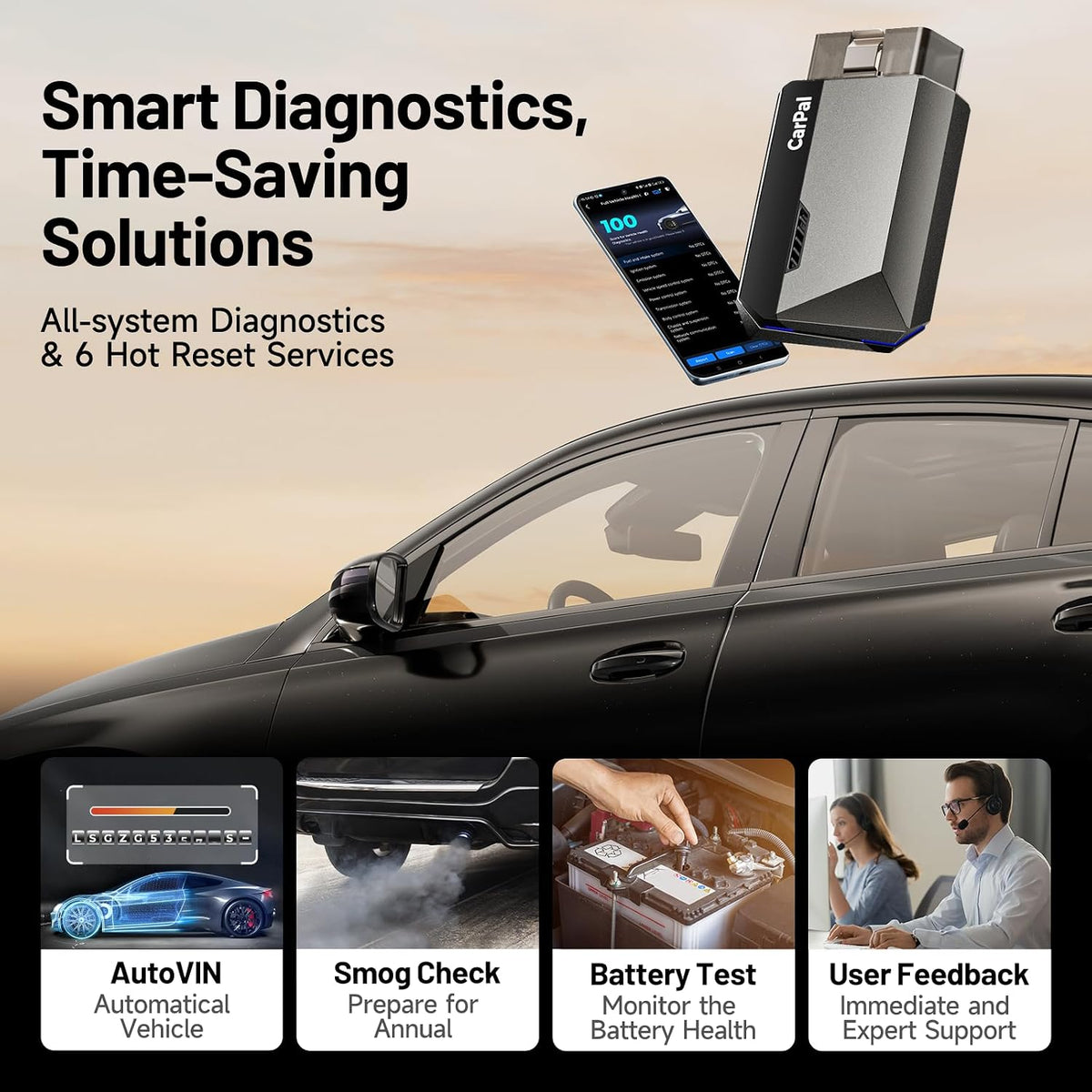 TOPDON CarPal A Obd2 Scanner Bluetooth, Full System Car Diagnostic Tool